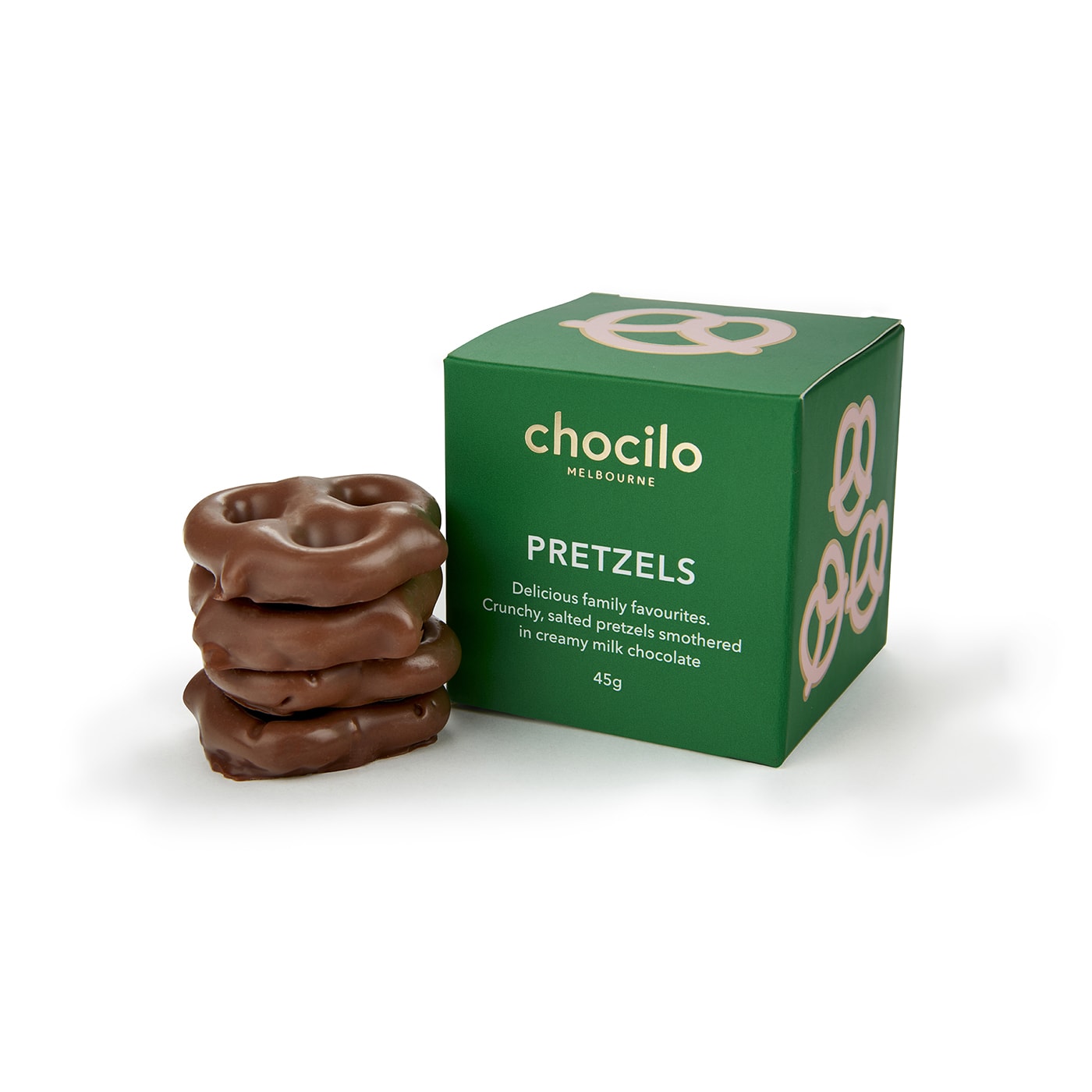 Chocilo Melbourne Milk Chocolate Pretzels Gift Cube