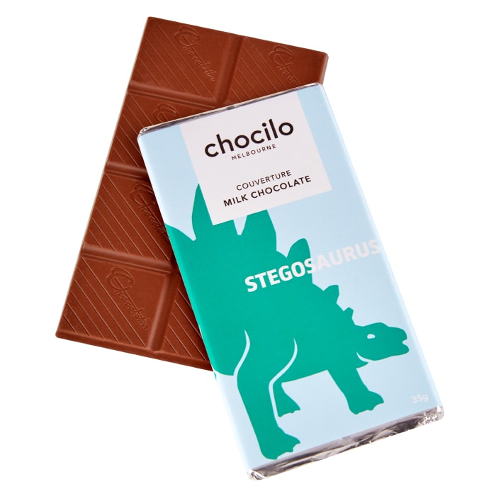 Chocilo Melbourne Stegosaurus Dinosaur Milk Chocolate Block 35g