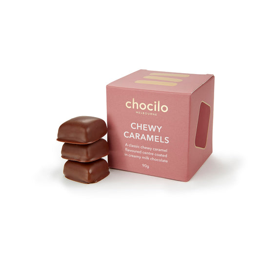 Chocilo Melbourne Chewy Caramels in Milk Chocolate Christmas Gift Cube