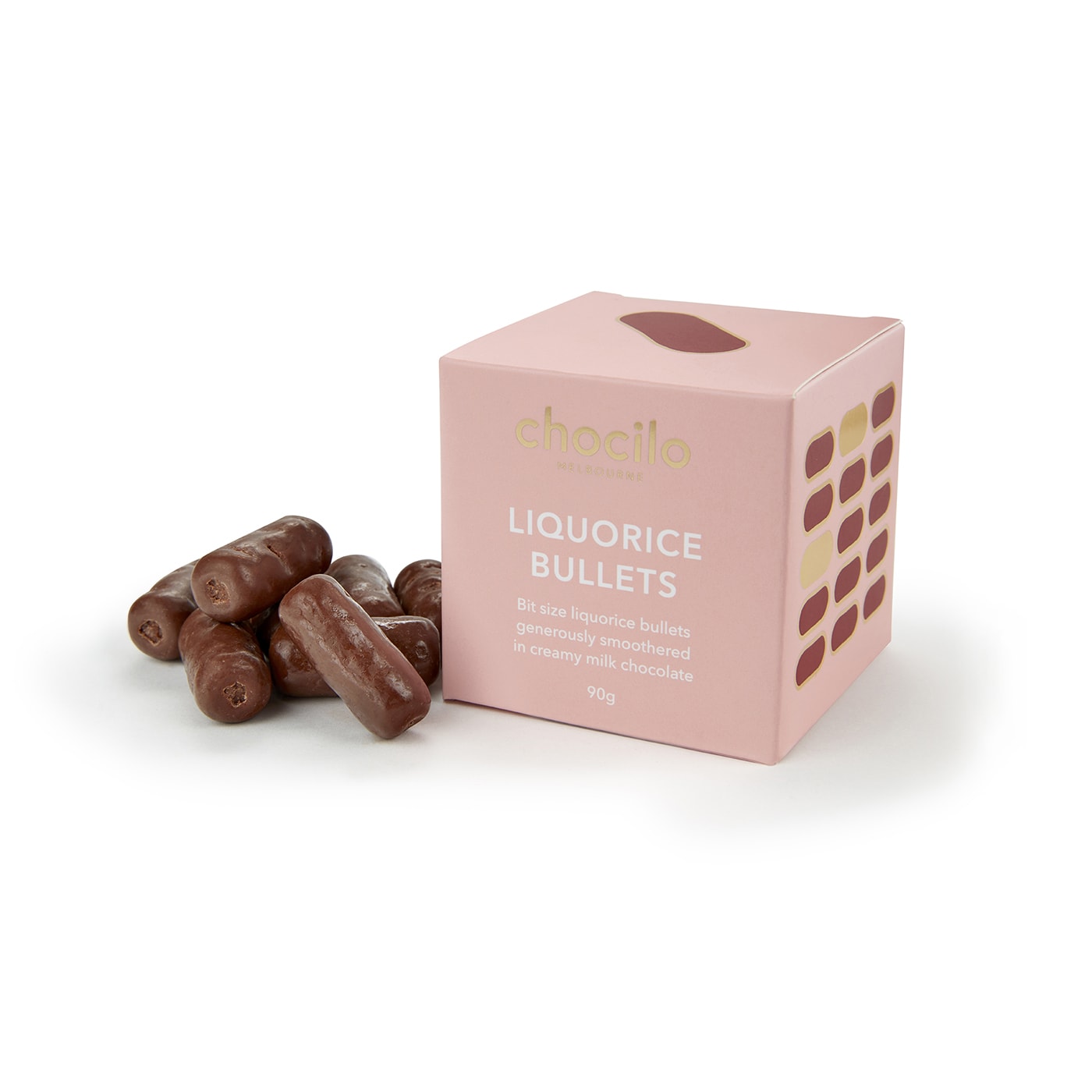 Chocilo Melbourne Milk Chocolate Liquorice Bullets Gift Cube