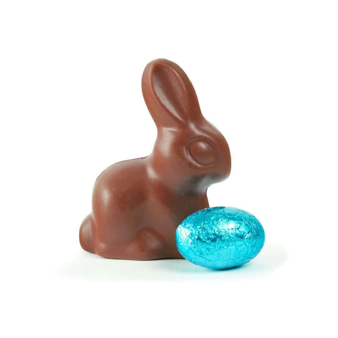 Chocilo Melbourne Smiling Bunny & Easter Eggs in White Chocolate 75g