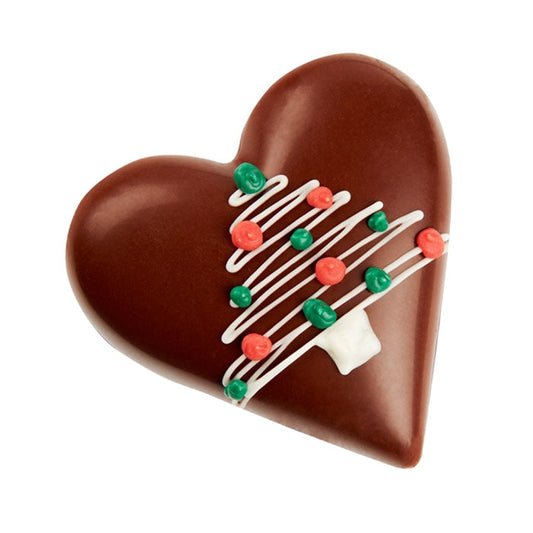 Chocilo Melbourne 30g Christmas Pattern Milk Chocolate Praline Heart in clear cello gift bag