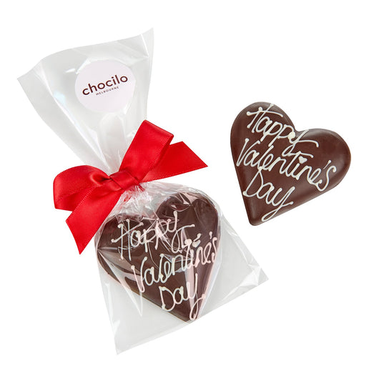 "Happy Valentine's Day" Praline Heart in Dark Chocolate - 30g