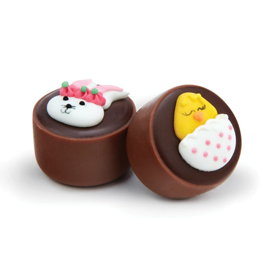 Chocilo Melbourne Easter Caramel Milk Chocolate with chick and bunny sugar decorations