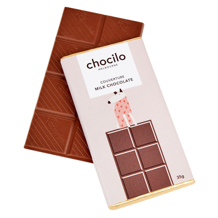 Chocilo Melbourne DOG Message Block. Couverture Milk Chocolate. Made in Melbourne.