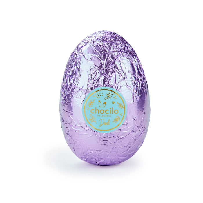 100g Chocolatier Australia Dark Chocolate Easter Egg Pastel Purple Foil