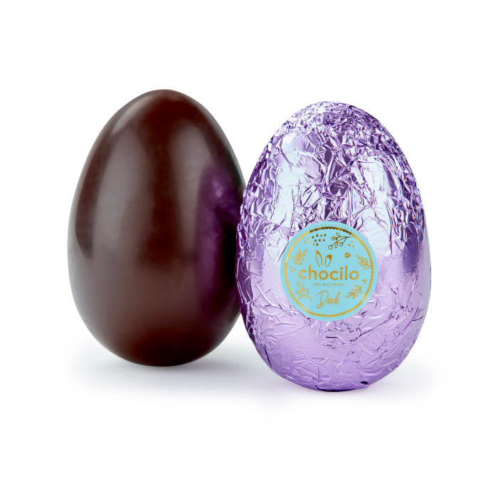 100g Chocolatier Australia Dark Chocolate Easter Egg Pastel Purple Foil