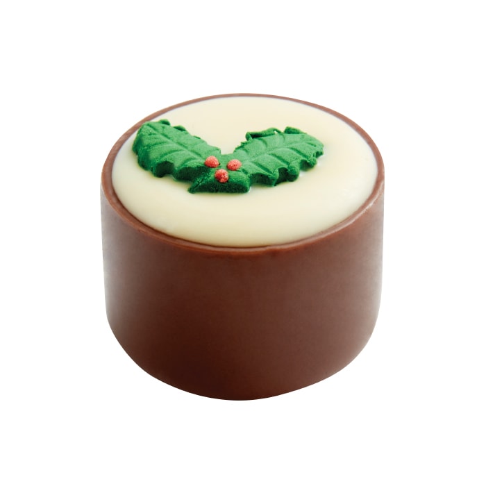 Chocolatier Australia Christmas Plum Pudding with delicious chocolate mix of nuts, fruit, Grand Marnier, and Rum in milk chocolate.